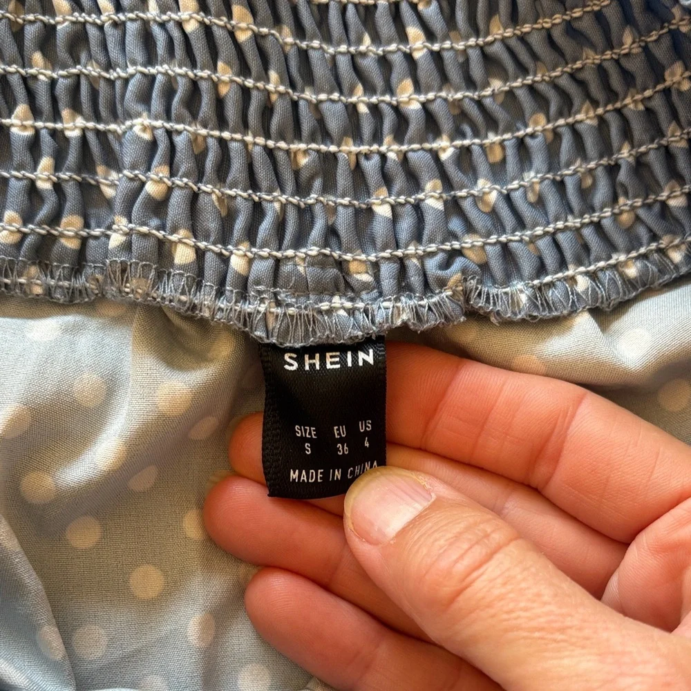 SHEIN Blue and White Polka Dot Pants - Picture 6 of 12